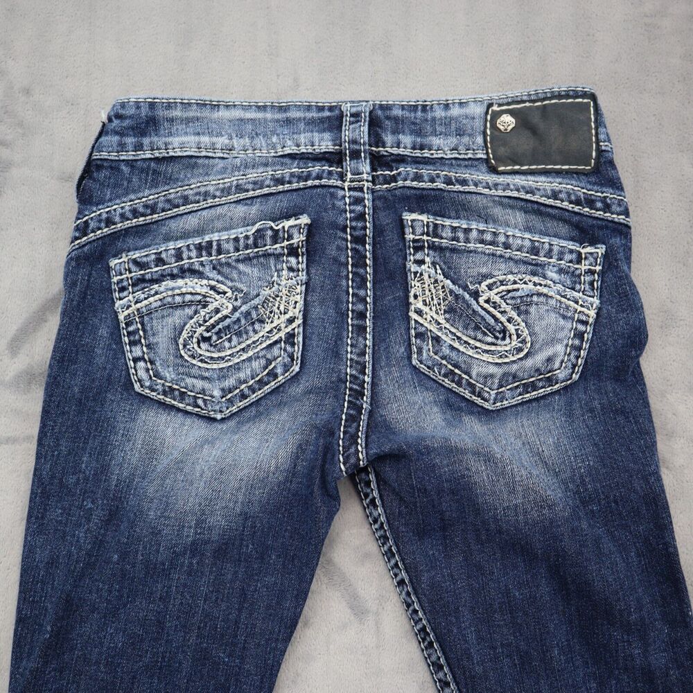 Silver Jeans Co Pants Womens 24 Blue Denim Camden Rose Distressed Pockets Jeans - Picture 15 of 16